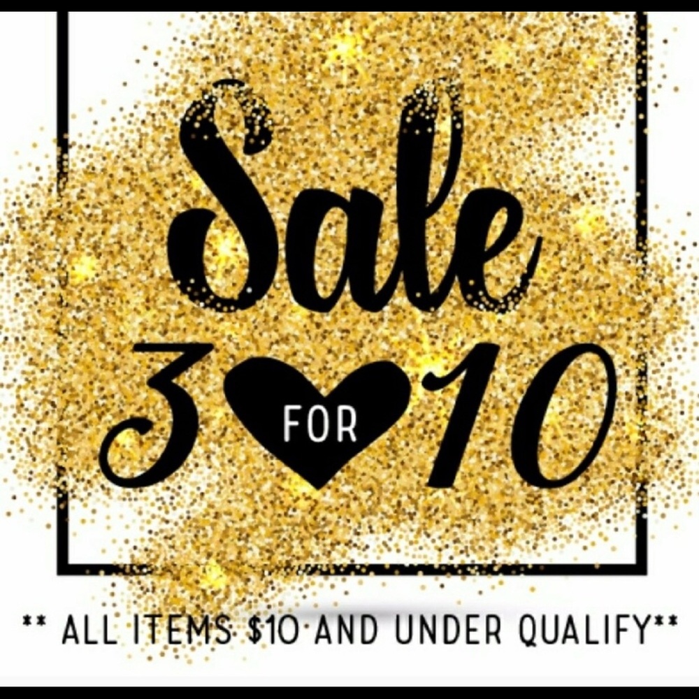 3 items for $10 (all items $10 and under apply.)